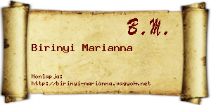 Birinyi Marianna névjegykártya